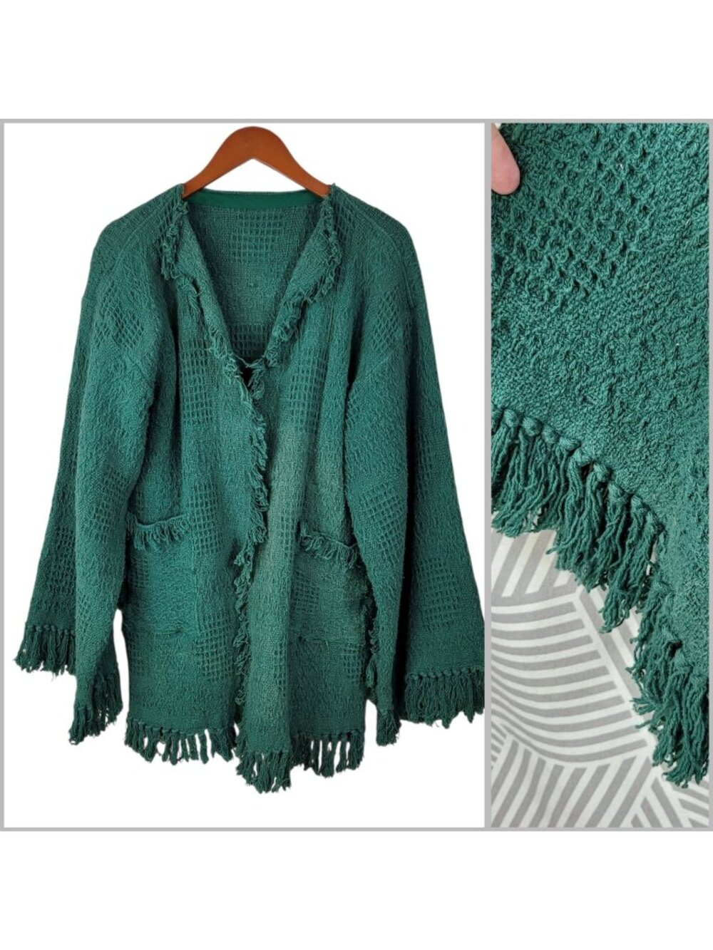 Vintage Tapestry Blanket Jacket Coat Woven Upcycle Open Front Medium Large XL